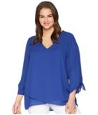 Karen Kane Plus - Plus Size Crossover Tie Sleeve Top