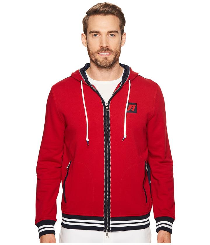 Nautica - Long Sleeve Mixed Media Fleece Hoodie