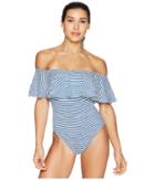 Lauren Ralph Lauren - Painterly Stripe Ruffle Off The Shoulder One-piece
