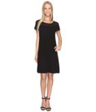 Vince Camuto - Short Sleeve Sheer Yoke Flare Dress
