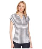 Two By Vince Camuto - Cap Sleeve Resort Stripe Linen Blouse