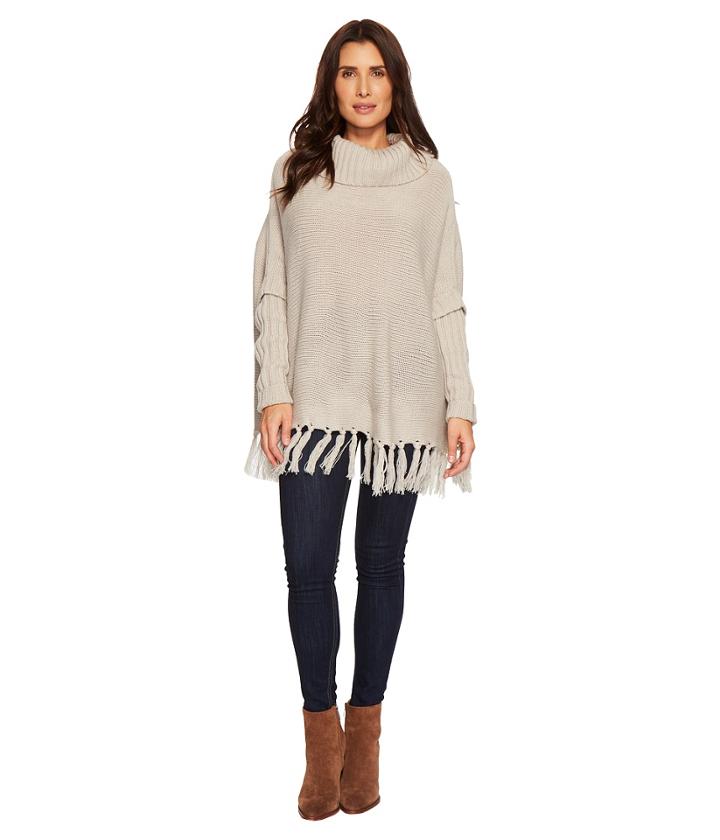 Dylan By True Grit - Cozy Knit Sweater With Rib And Fringe Details
