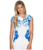 Calvin Klein - Sleeveless Printed V-neck Blouse W/ Hardware