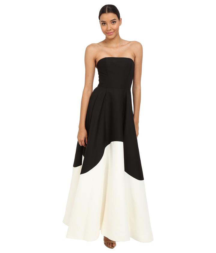 Halston Heritage - Strapless Color Blocked Structured Gown