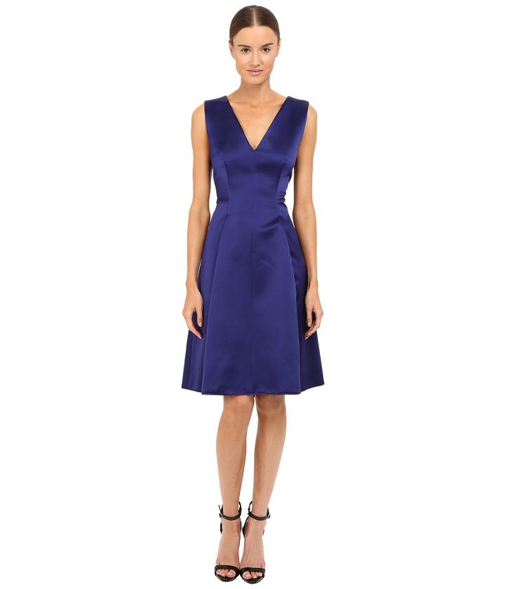 Alberta Ferretti - Sleeveless V-neck Fit And Flare Satin Dress