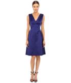 Alberta Ferretti - Sleeveless V-neck Fit And Flare Satin Dress