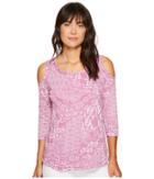 Mod-o-doc - Patchwork Burnout Jersey 3/4 Sleeve Cold Shoulder Tee