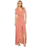 J.o.a. - Tie Waist High-low Wrap Dress