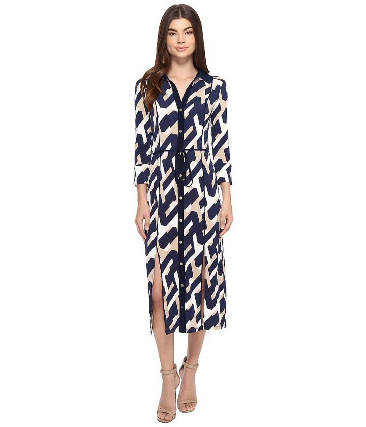 Laundry By Shelli Segal - Long Printed Shirtdress W/ Slits