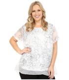 Vince Camuto Plus - Plus Size Short Sleeve Floral Contour Mix Media Blouse