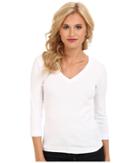 Three Dots - 3/4 Sleeve Deep V-neck