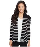 Vince Camuto Specialty Size - Petite Long Sleeve Clipper Stripe Panel Cardigan