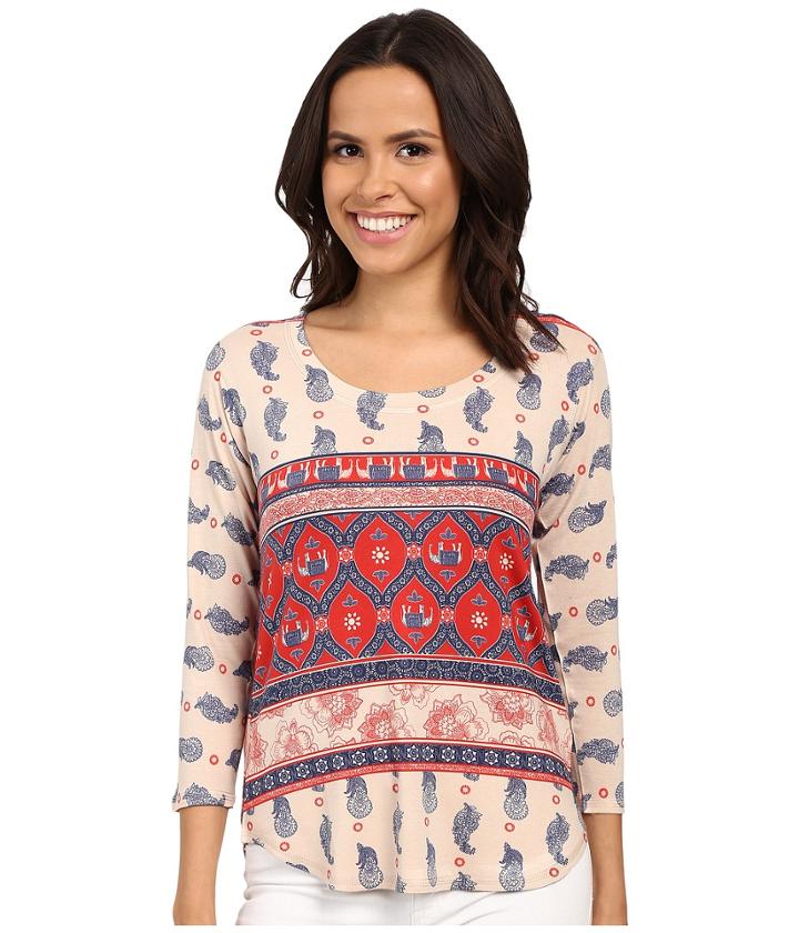 Nally & Millie - 3/4 Sleeve Red Border Top