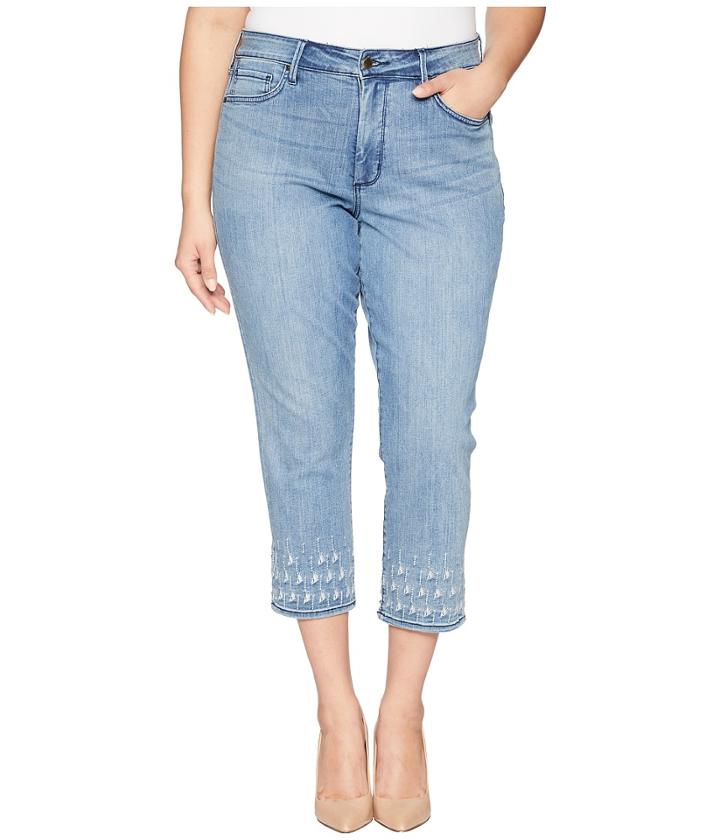 Nydj Plus Size - Plus Size Sheri Slim Ankle Palm Dot Embroidery In Point Dume