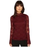 Vince Camuto - Bell Sleeve Mock Neck Stretch Lace Top