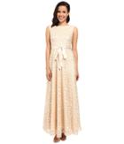 Tahari By Asl - All Over Flourettes With Ribbon Belt Dress
