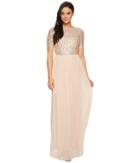 Adrianna Papell - Beaded Bodice Elbow Sleeve Gown
