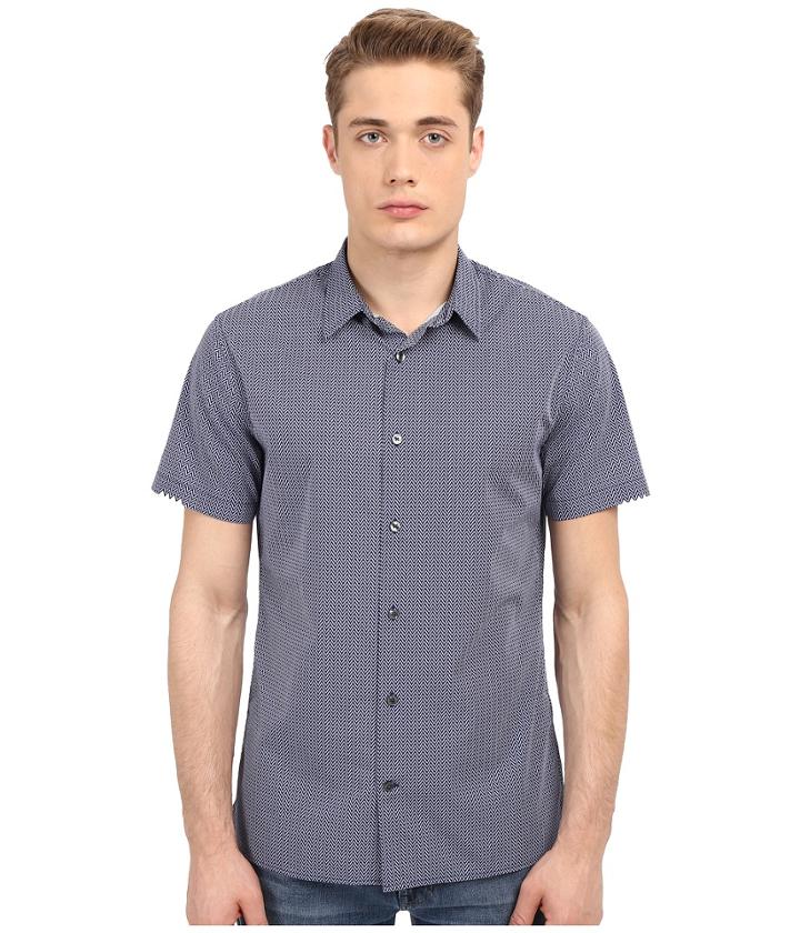 Vince - Jaquard Square Hem Short Sleeve Melrose Shirt