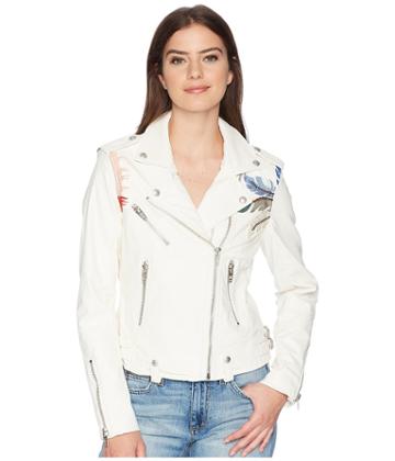 Blank Nyc - Vegan Leather Jacket With Palm Tree Embroidery In Palm Breeze