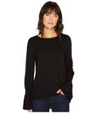 Vince Camuto - Long Sleeve Flutter Cuff Mix Media Top