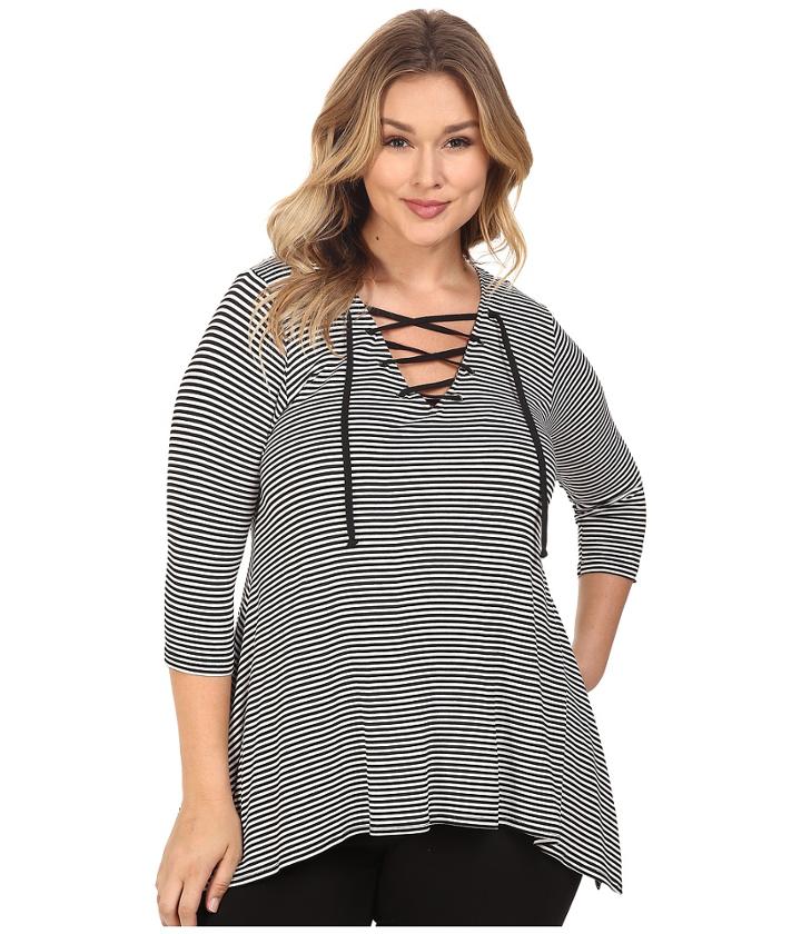 Karen Kane Plus - Plus Size Lace-up Handkerchief Top
