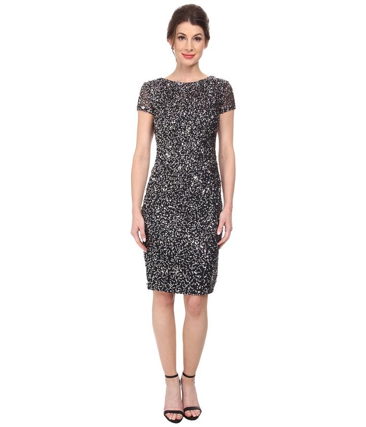 Adrianna Papell - Short Beaded Cap Sleeve Dress