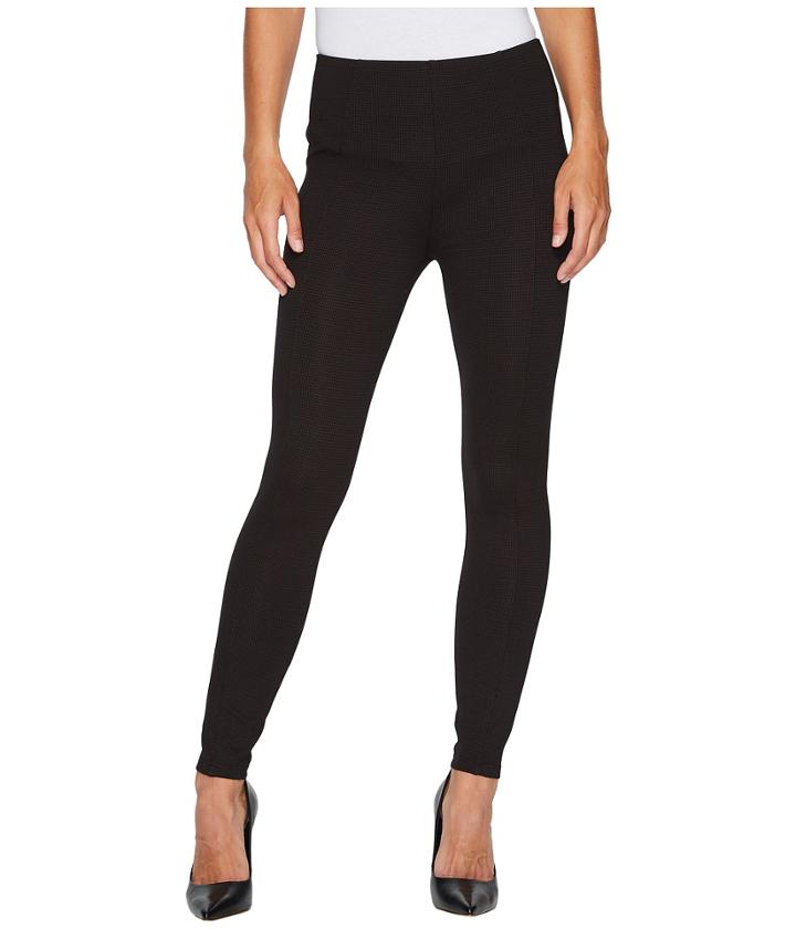 Liverpool - Reese Ankle Leggings With Slimming Waist Panel In Mini Check Ponte Knit In Brown
