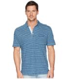 True Grit - Genuine Indigo Seafoam Stripe Short Sleeve Knit Polo With Pocket