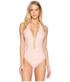Kate Spade New York - Marina Piccola Textured Scallop Halter Plunge One-piece