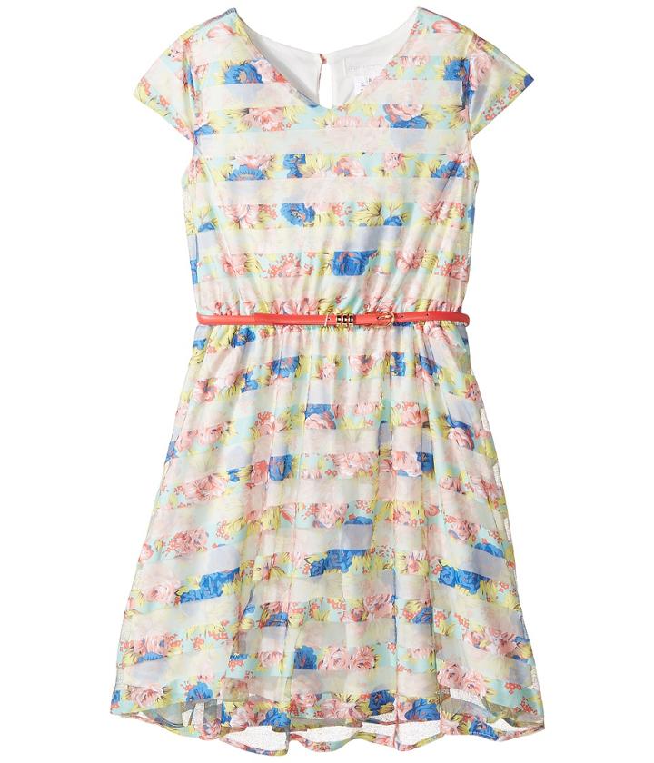 Us Angels - Flutter Sleeve V-neck Dress With Full Skirt