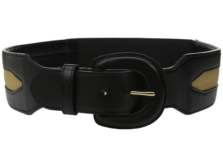 Lauren Ralph Lauren - Classics 2 1/2 Leather Covered Buckle Stretch Belt W/ Smooth Pu Inset Canvas