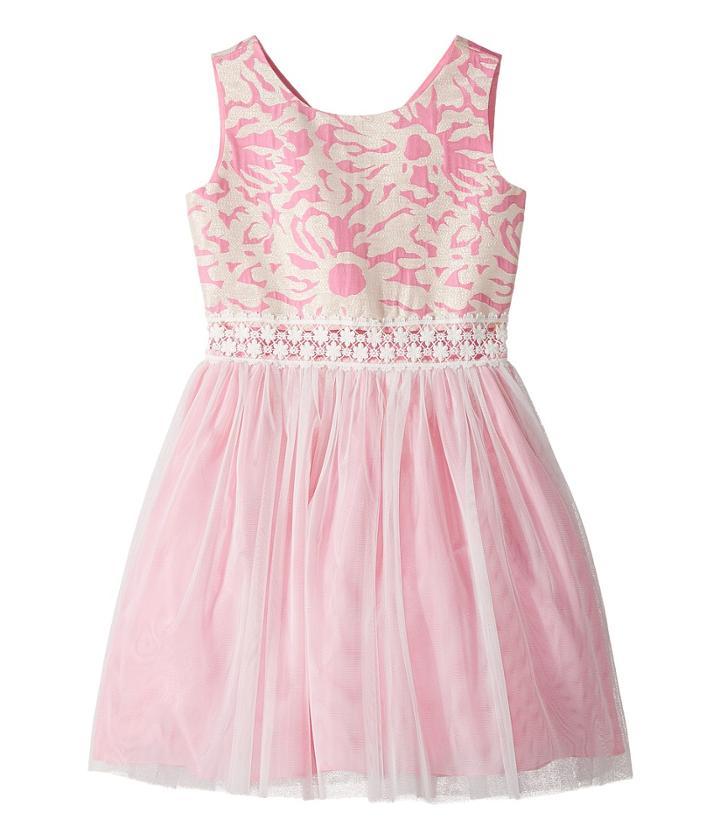 Us Angels - Sleeveless Brocade With Netting Dress