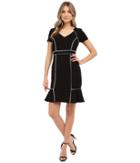 Nue By Shani - Ponte Knit Dress W/ Satin Contrast Piping Detail