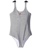 Armani Junior - Stripe Swimsuit With Red Heart And Navy Bows