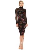 Fuzzi - Hummingbird Mesh Long Sleeve Turtleneck Tulle Dress Cover-up