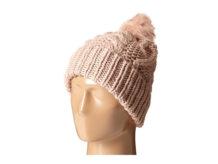 San Diego Hat Company - Knh3356 Cable Knit Beanie With Faux Fur Pom Pom