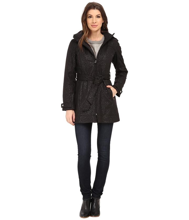 Calvin Klein - Zip Front Belted Soft Shell W/ Hood
