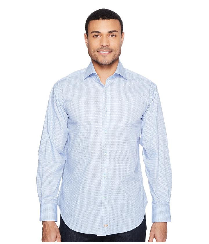 Thomas Dean &amp; Co. - Long Sleeve Poplin Print Sport Shirt