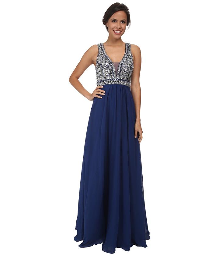 Faviana - Glamour Chiffon V-neck Beaded Bust S7500