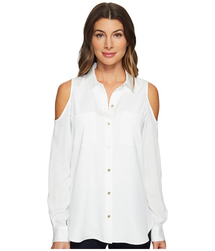 Calvin Klein - Long Sleeve Cold Shoulder Button Down Blouse