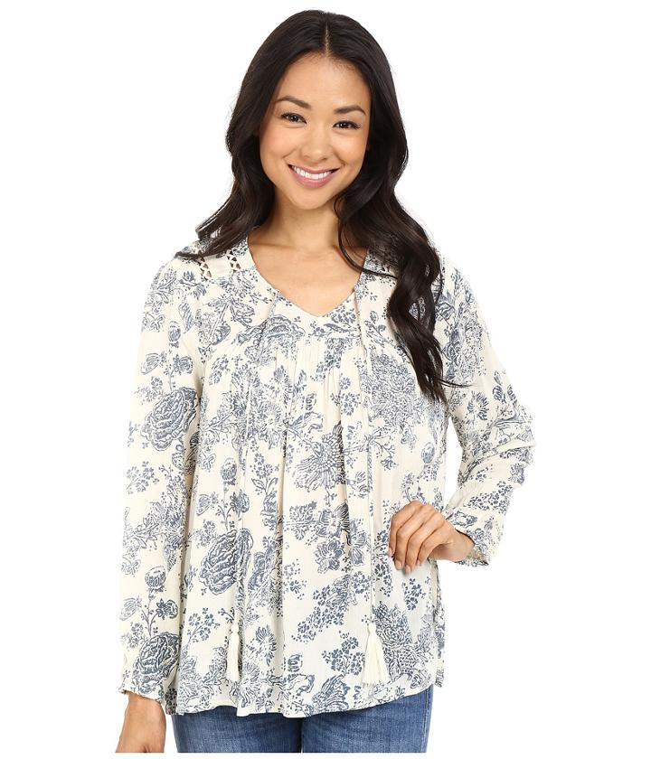 Brigitte Bailey - Elaria Long Sleeve Printed Top With Tassels