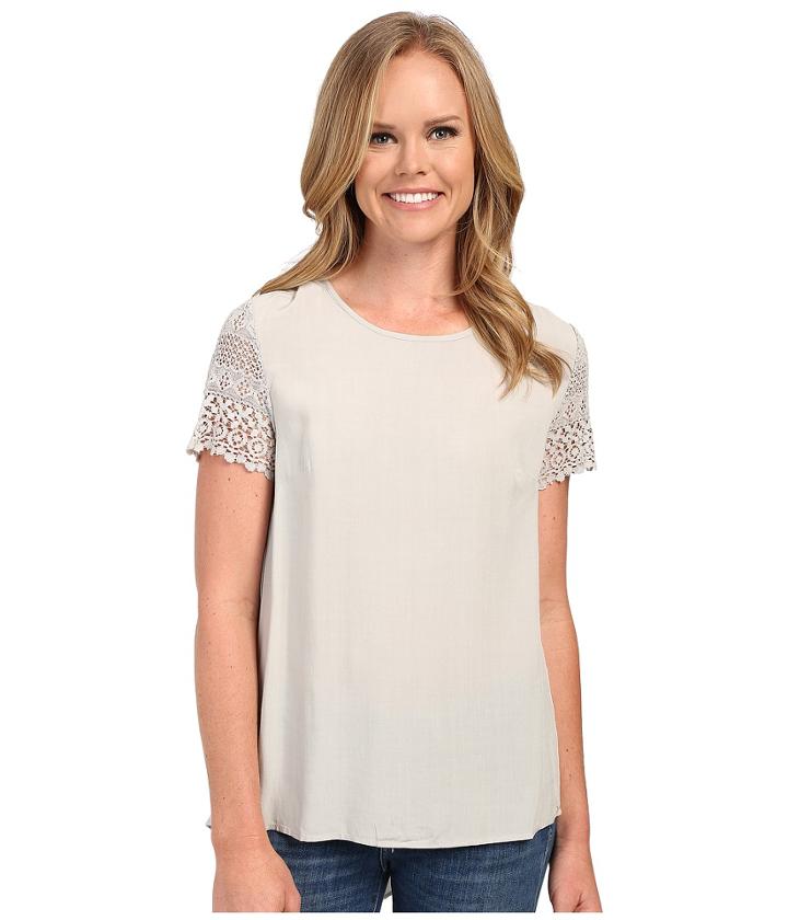Dylan By True Grit - Dreamcatcher Short Sleeve Lace Sleeve Blouse