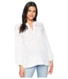Dylan By True Grit - Rosalie Pintuck Cotton Voile Embroidery Blouse