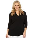 Vince Camuto Specialty Size - Plus Size 3/4 Sleeve Pleat V-neck Top