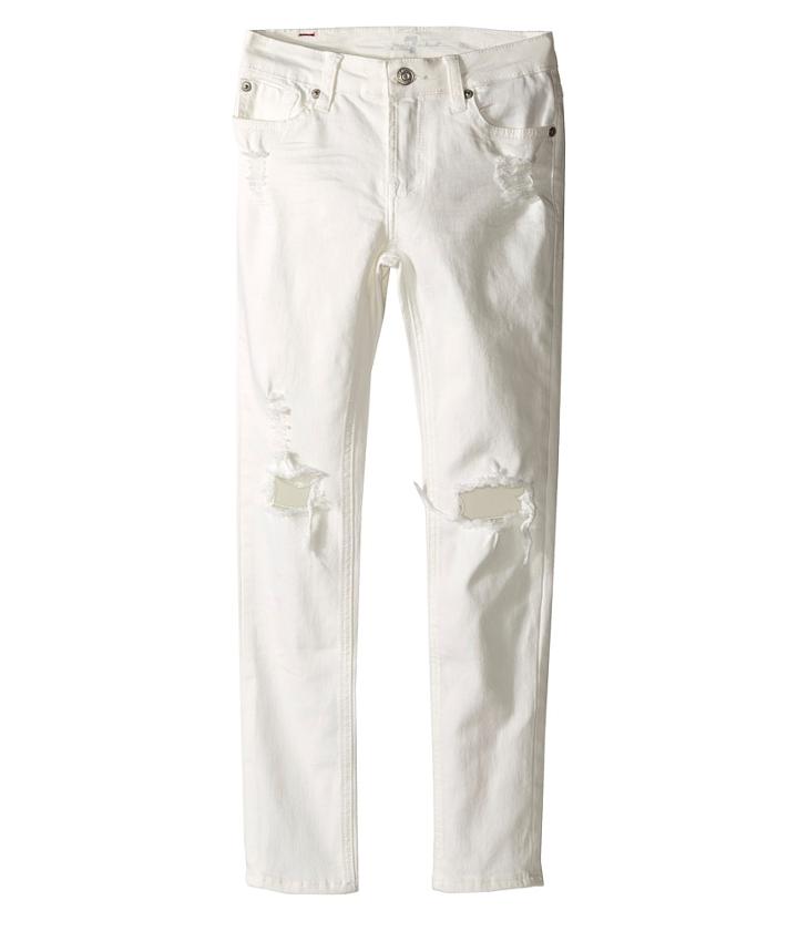 7 For All Mankind Kids - The Skinny Five-pocket Distressed Denim Jeans In Ecru