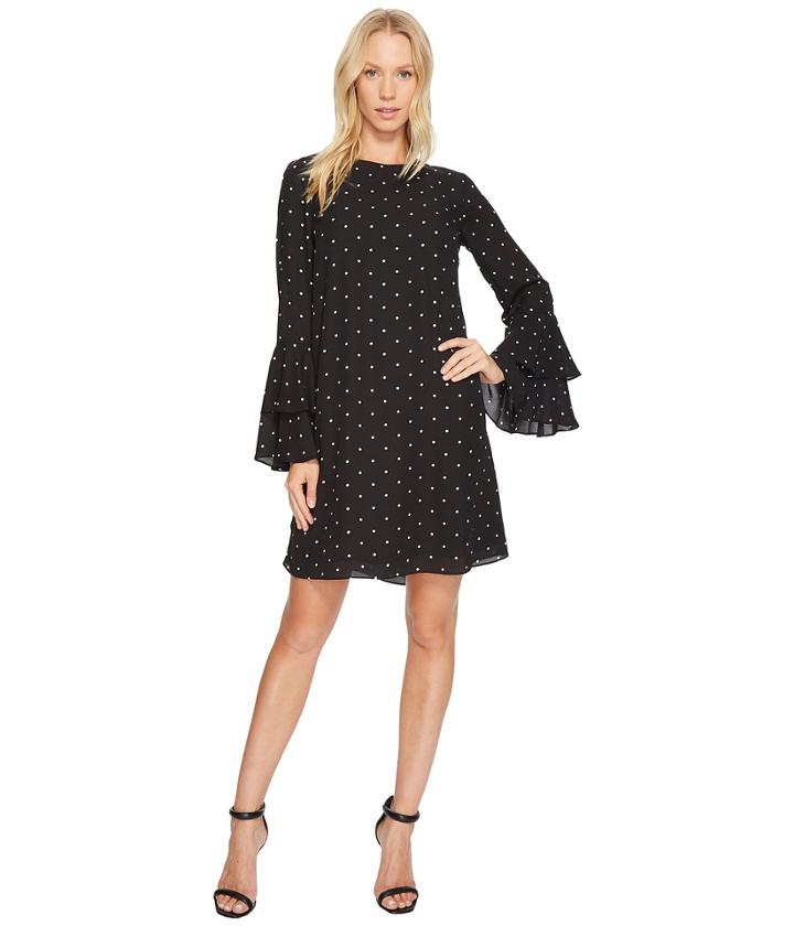 Cece - Bell Sleeve Gallery Polka Dots Dress