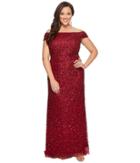 Adrianna Papell - Plus Size Off Shoulder Crunchy Beaded Gown