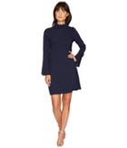 Vince Camuto - Fold-over Collar Flutter Cuff Flare Dress