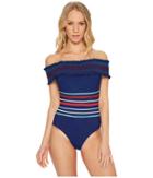 Red Carter - Ipanema Smocked Off Shoulder One-piece Swimsuit