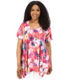 Nally &amp; Millie - Plus Size Fuchsia Floral Sharkbite Tunic